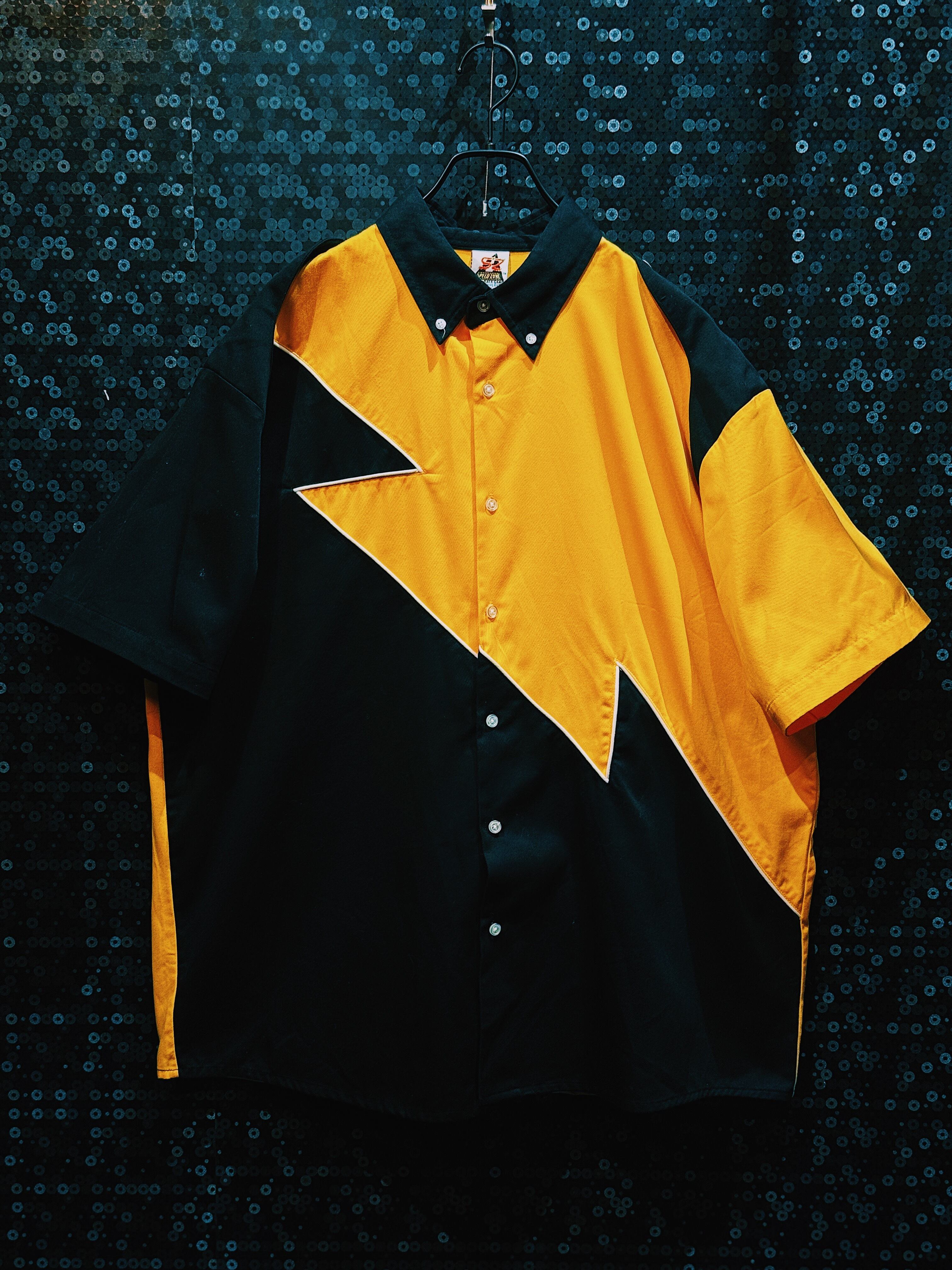 【ÆIEM】"SPEED ZONE"vintage Thunder detail 2tone Swiching Design half sleeve shirt