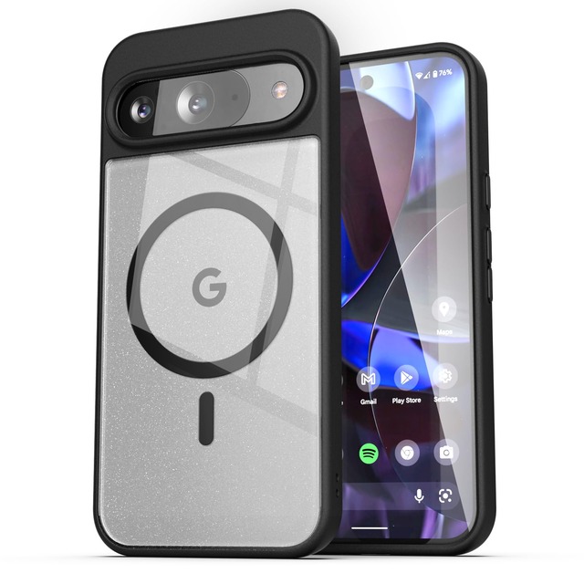 ENCASED ケース Pixel 9 / 9 Pro対応 MagSafe対応 クリアケース 透明 耐衝撃 衝撃吸収 ハイブリッド構造 TPUバンパー ブラック