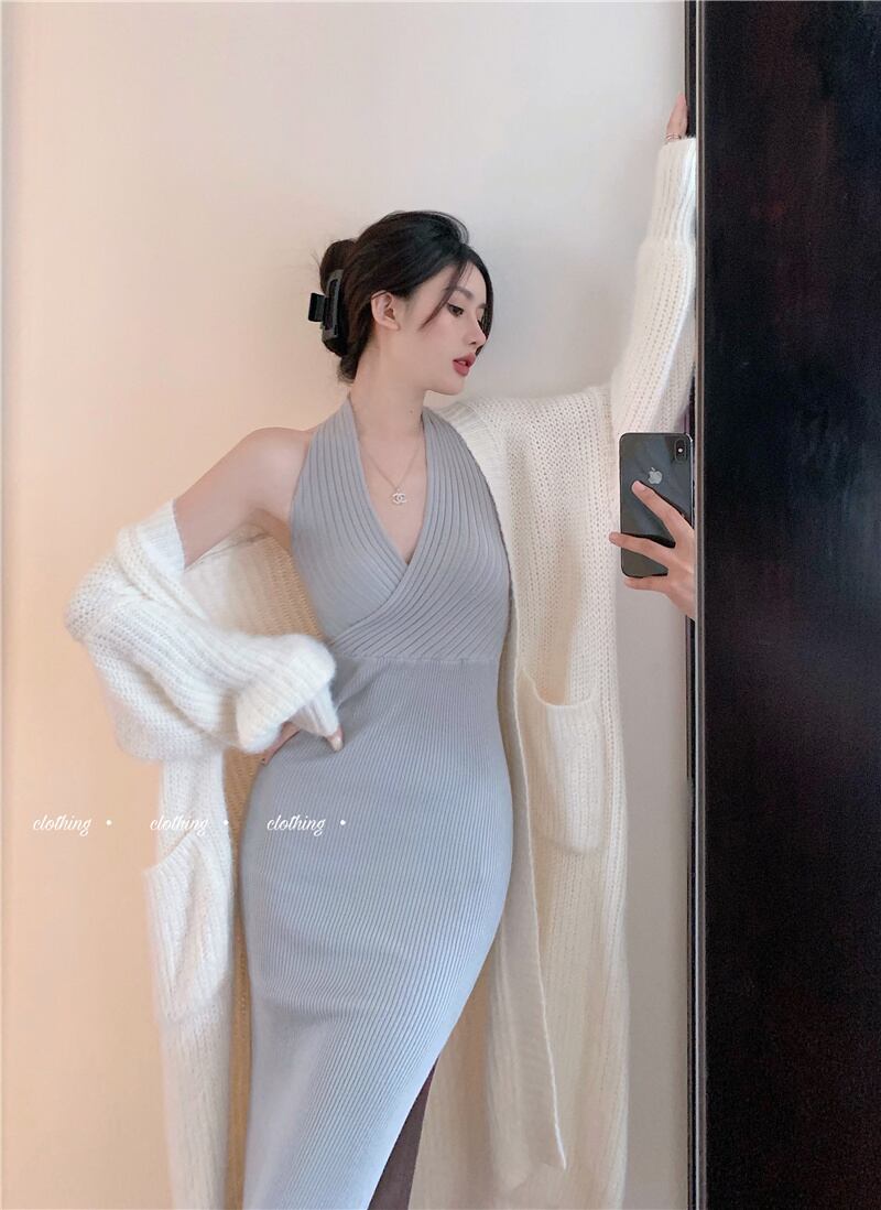 セーター カーディガンジャケット ルーズ長袖スリーブニットトップス ロング ガールズファッション94949043062