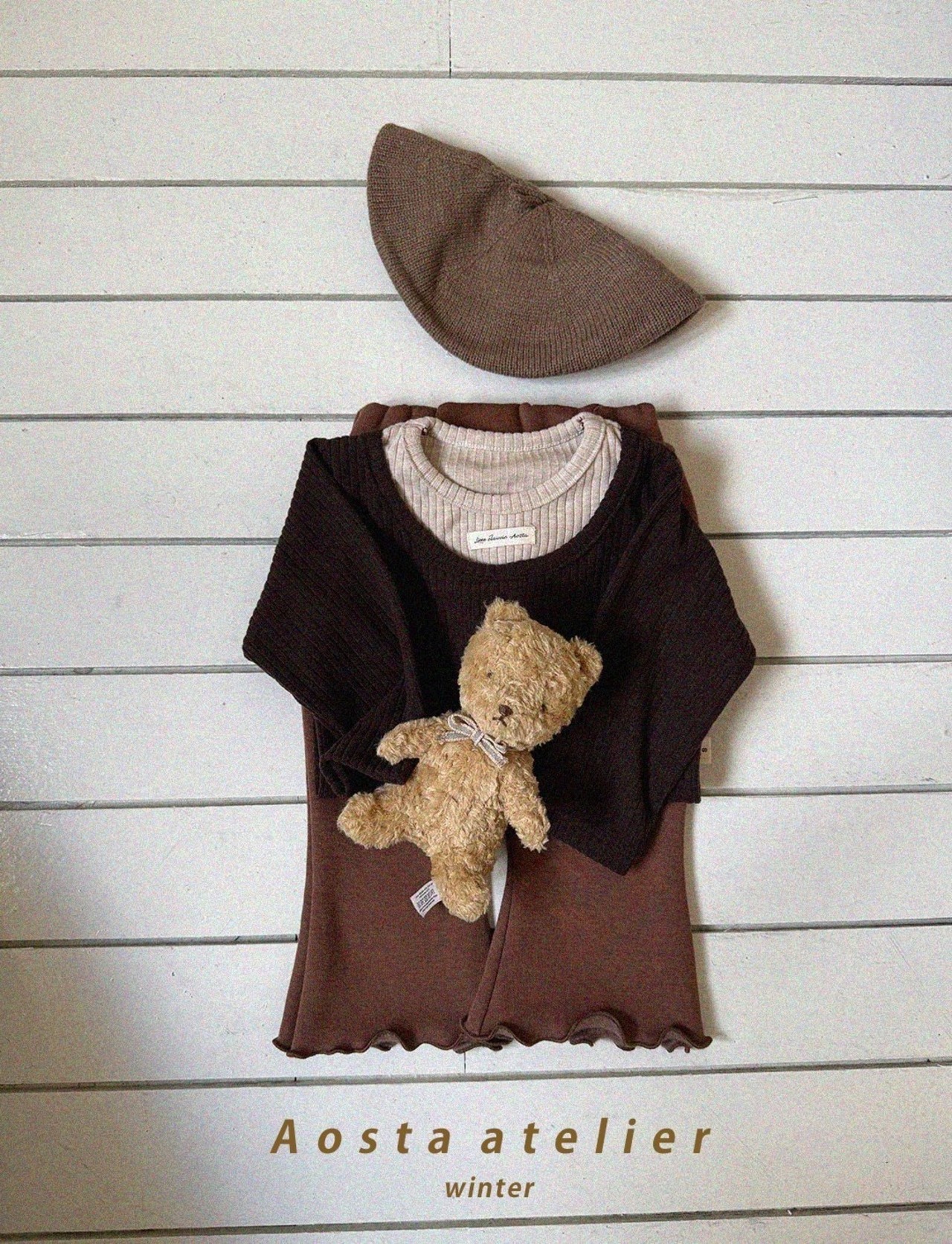 【Aosta】 レイヤードT／ブラウン×ベージュ（70–110cm） - 8