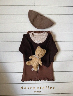 【Aosta】 レイヤードT／ブラウン×ベージュ（70–110cm）