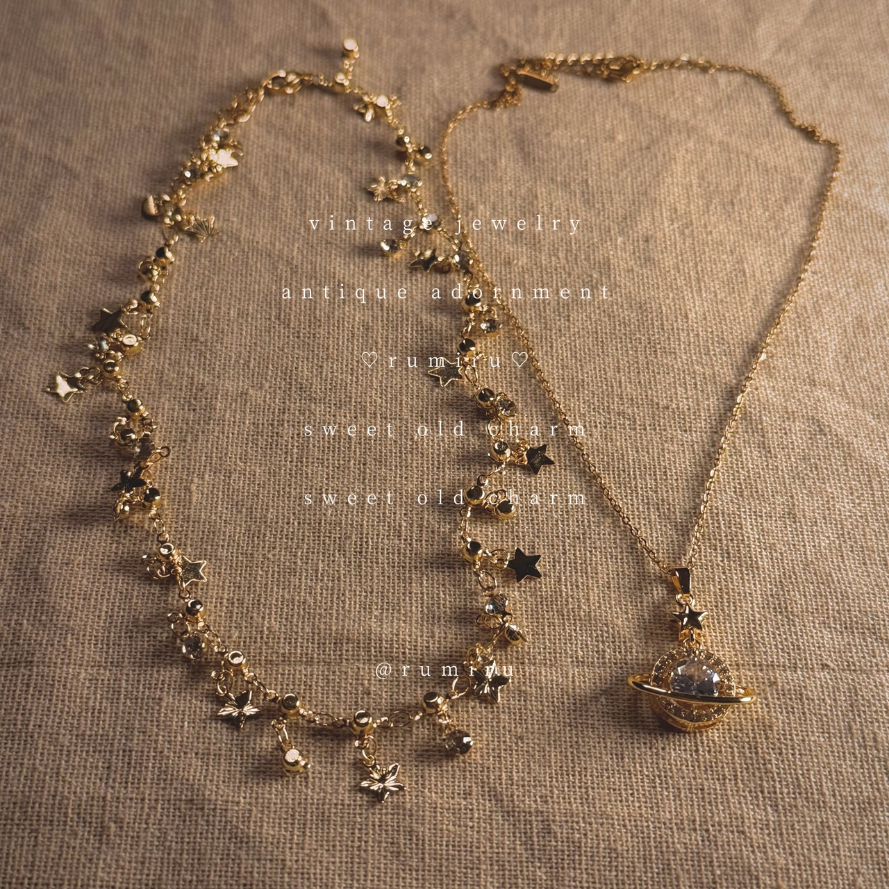 ハンドメイド おしゃれ 惑星 モチーフ レトロ セット ネックレス - 3