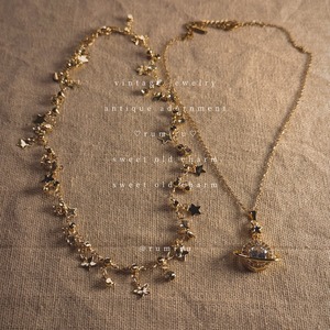 ハンドメイド おしゃれ 惑星 モチーフ レトロ セット ネックレス