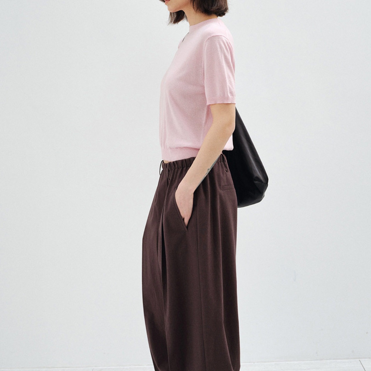 short-sleeve  knit T-shirt 【3color】 T4410