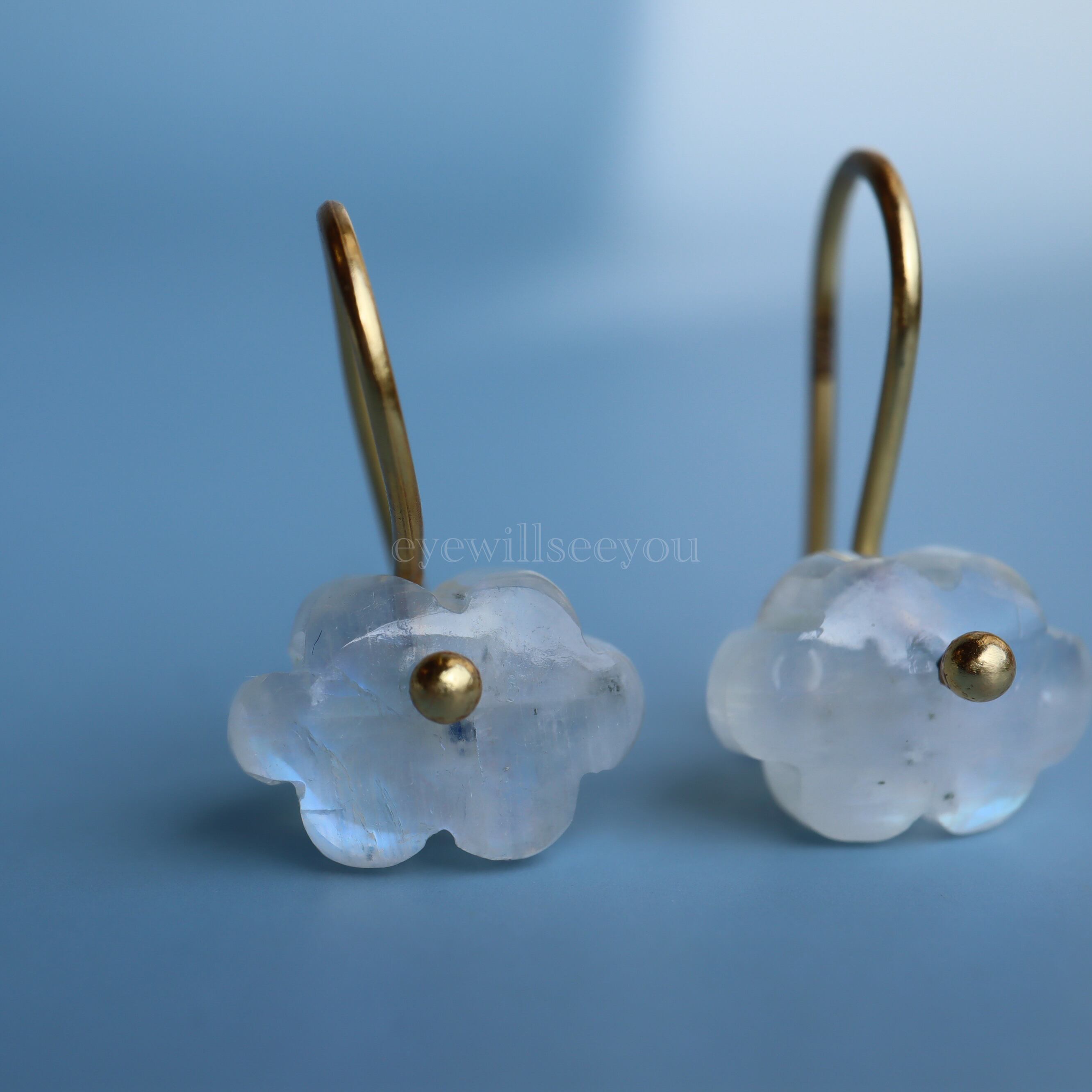Rainbow moonstone cloud earrings (ピアス) 2 | eyewillseeyou