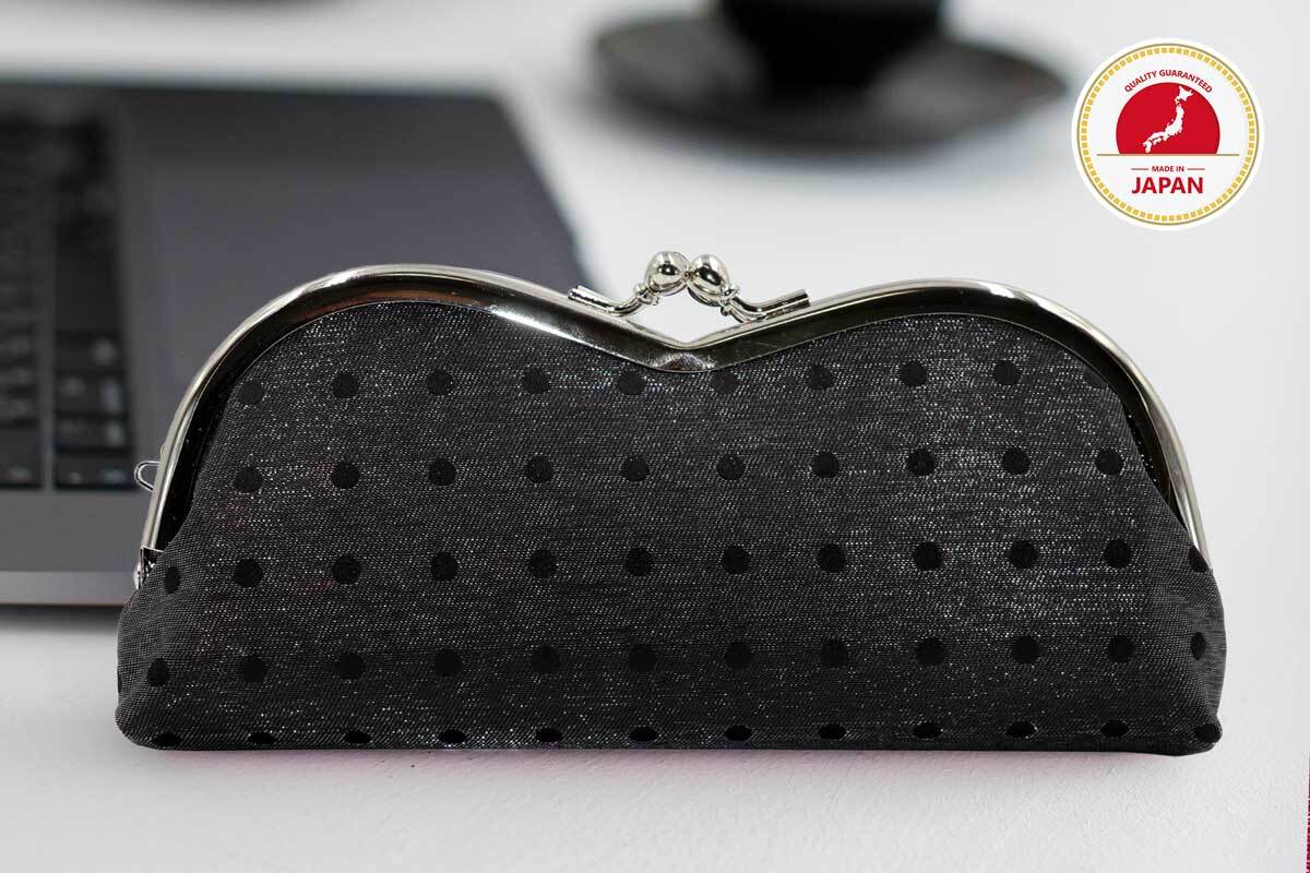 西陣織シルク×艶やかナイロン・がま口眼鏡ケース・メガネ入れ・老眼鏡