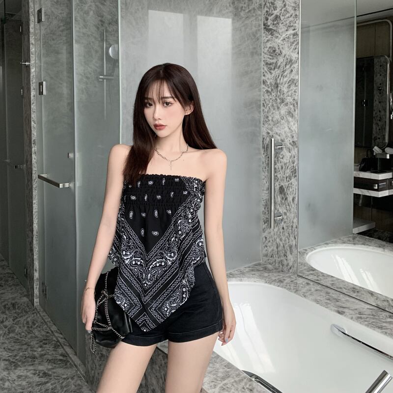 黒のセクシーなショートショートキャミソールレディース夏の細いチューブトップ、ウエスト、アウタージャケット ブラックストロベリース56612911506