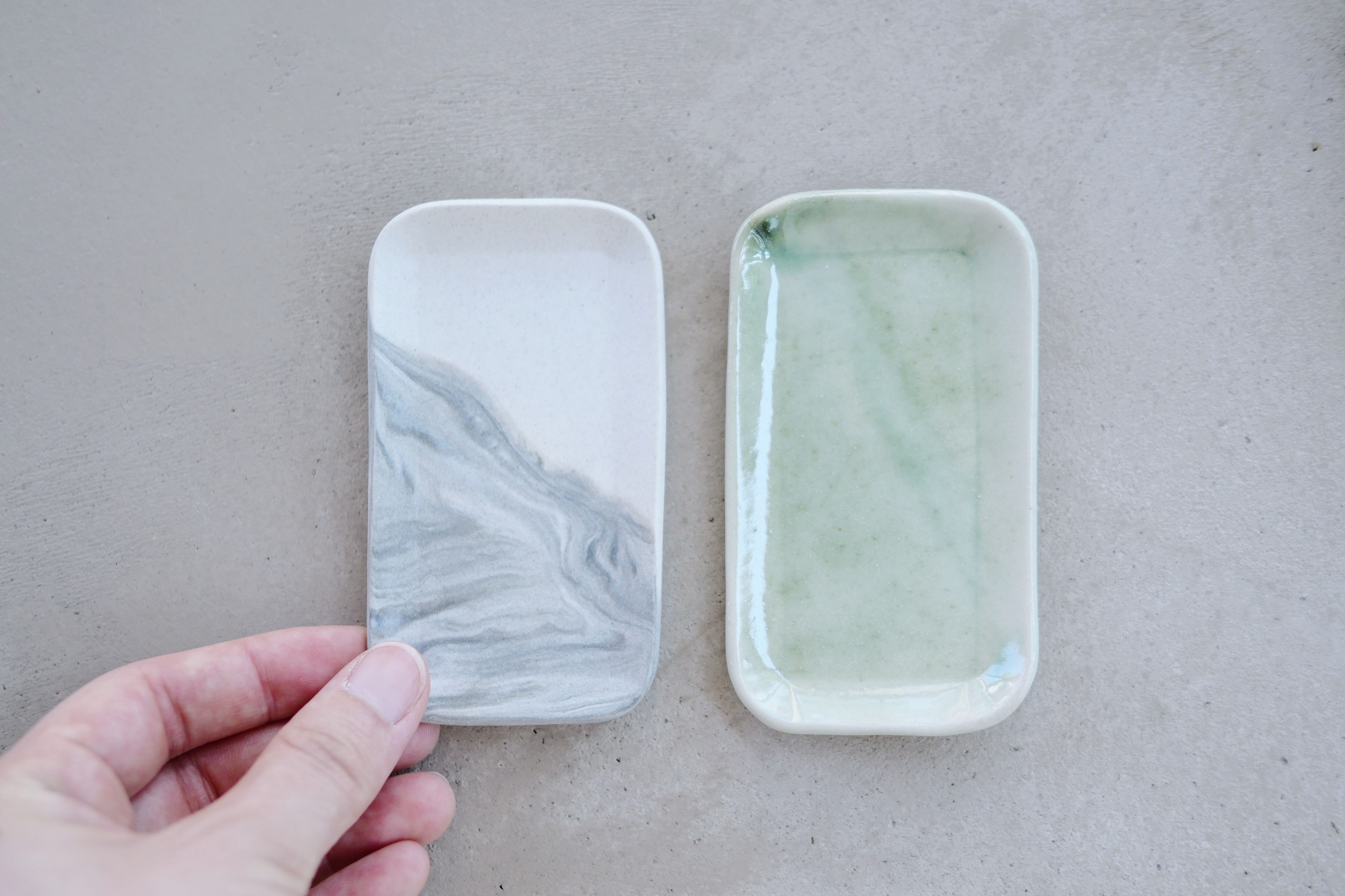 セージグリーン四角皿(小)