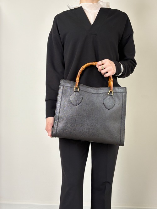 GUCCI グッチ ハンドバッグ ブラック バンブー レザー 002・1095・0260 vintage ヴィンテージ オールド spzj7v