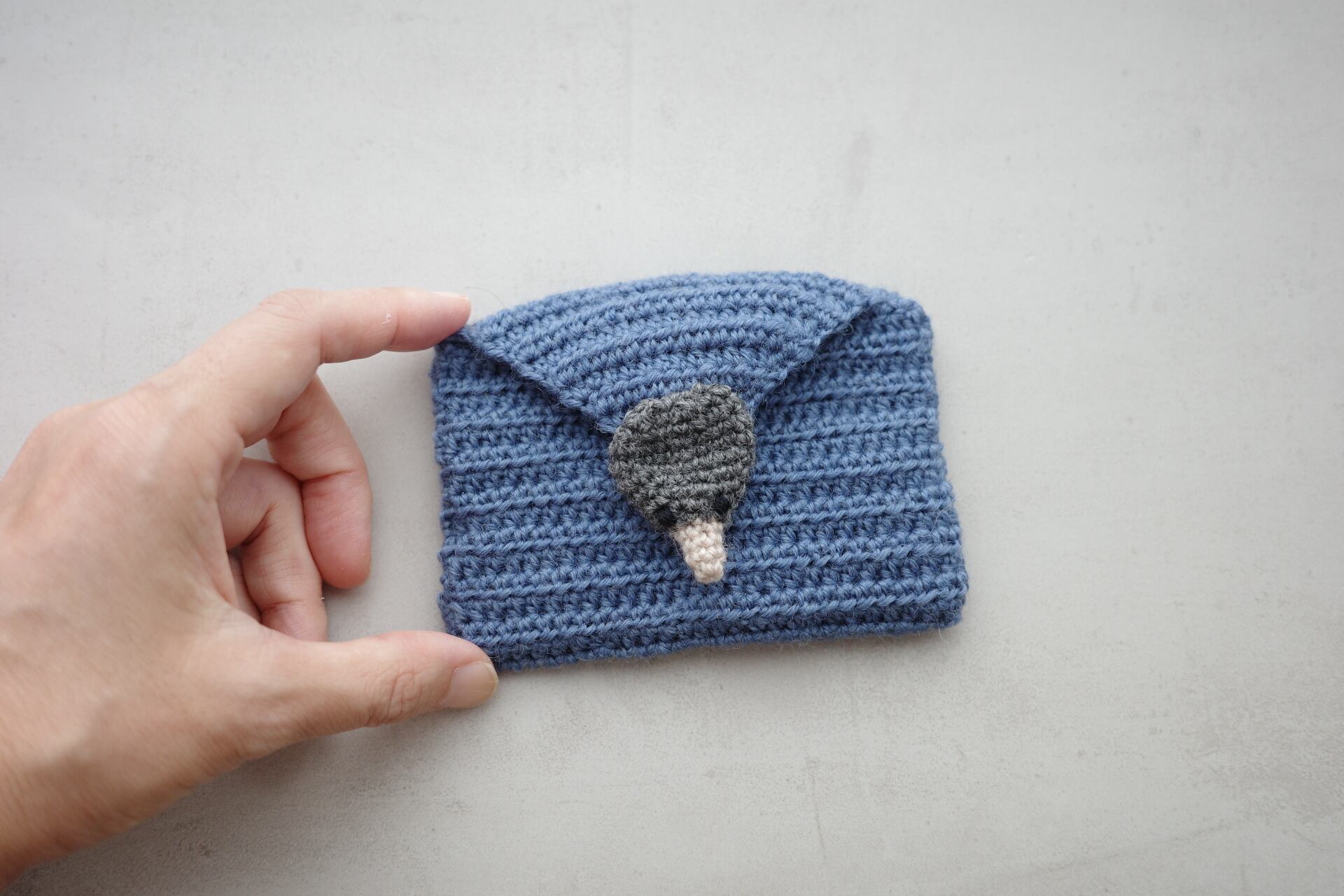 ミニティッシュサイズ・もぐらのティッシュケース・ブルー