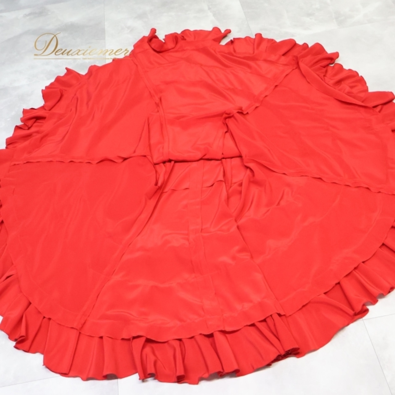 フラメンコ 衣装 ファルダ スカート 赤 ボランテ フリル 無地 レッスン 練習着 高橋家 ダンス パーティ 発表会 レッド系 フラメンコスカート ボランテスカート レッスンウェア ダンス衣装 発表会衣装 フリル段々 赤系 フラメンコ衣装