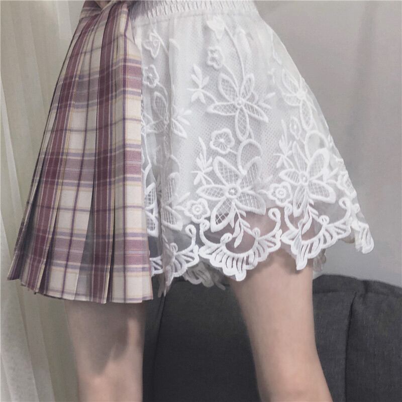 刺繍パンツ レーススカート レギンス レディースサマー薄手ショーツ 大人ガーリー スウィート キュート カジュアル 夏物 ブルマー 萌量不足57534553995