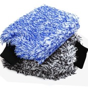 DFsucces 洗車グローブ 洗車用品道具 厚い 洗車スポンジ カーウォッシュ グローブ ミット マイクロファイバー 洗車モップ 大判サイズ 2枚セット (青+黒)