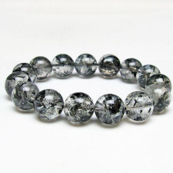 ブラックエレスチャルクォーツ ブレスレット 15mm 一点物 111-53842