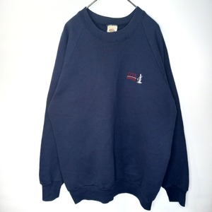 アメリカ製　クルーネック　プルオーバー　スウェット　トレーナー　裏起毛　刺繍ロゴ