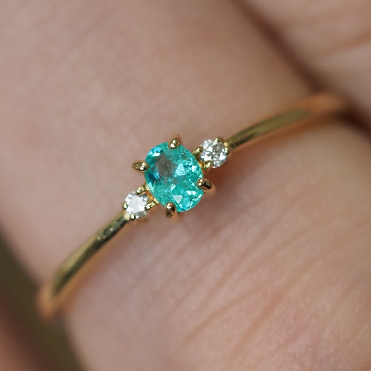 パライバトルマリン ブラジル産 リング 0.115ct D0.02ct k18 CGL産地 