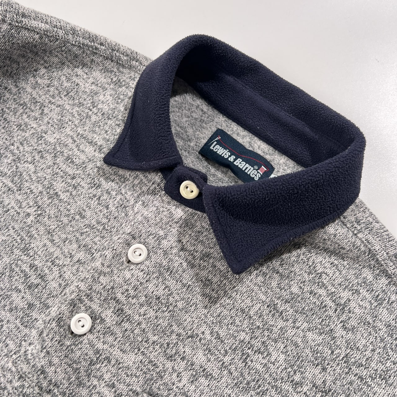 Lewis & Barnes ルイスアンドバーンズ POLARTEC ポーラテック 裏フリース系 長袖 ラガーシャツ サイズ M /グレー/メンズ
