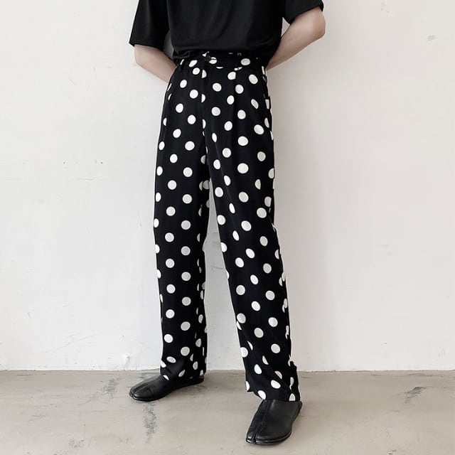 予約販売】パンツ ボトムス メンズ ストレート レトロ 水玉模様 ドット