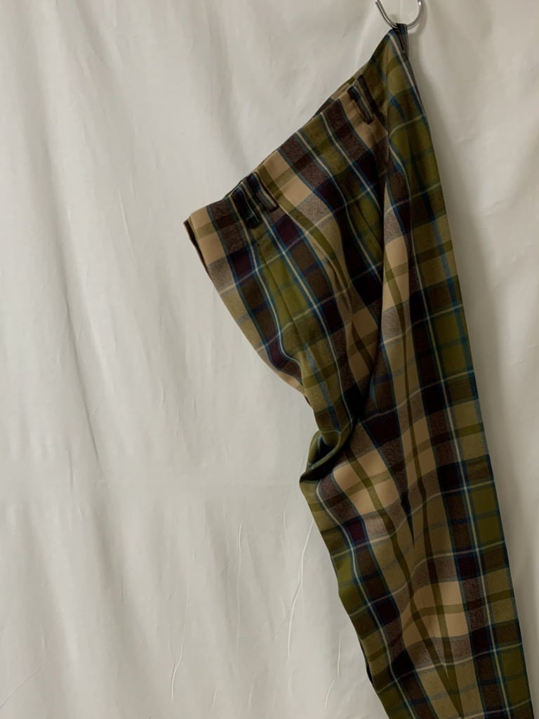 1980～90's Check Pattern Wide Tapered Tuck Slacks