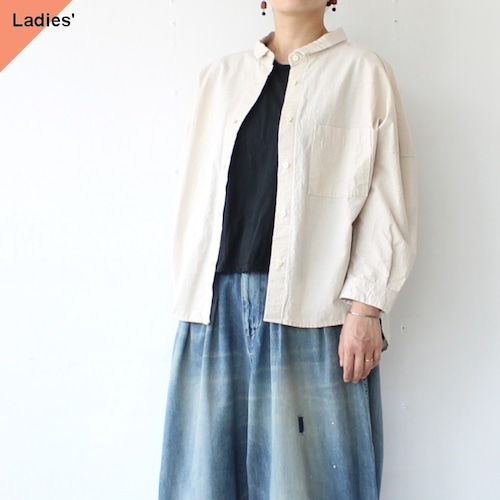 sasanqua by trees コットンヘンプオーバーシャツ Cotton hemp over shirts　（Ivory）