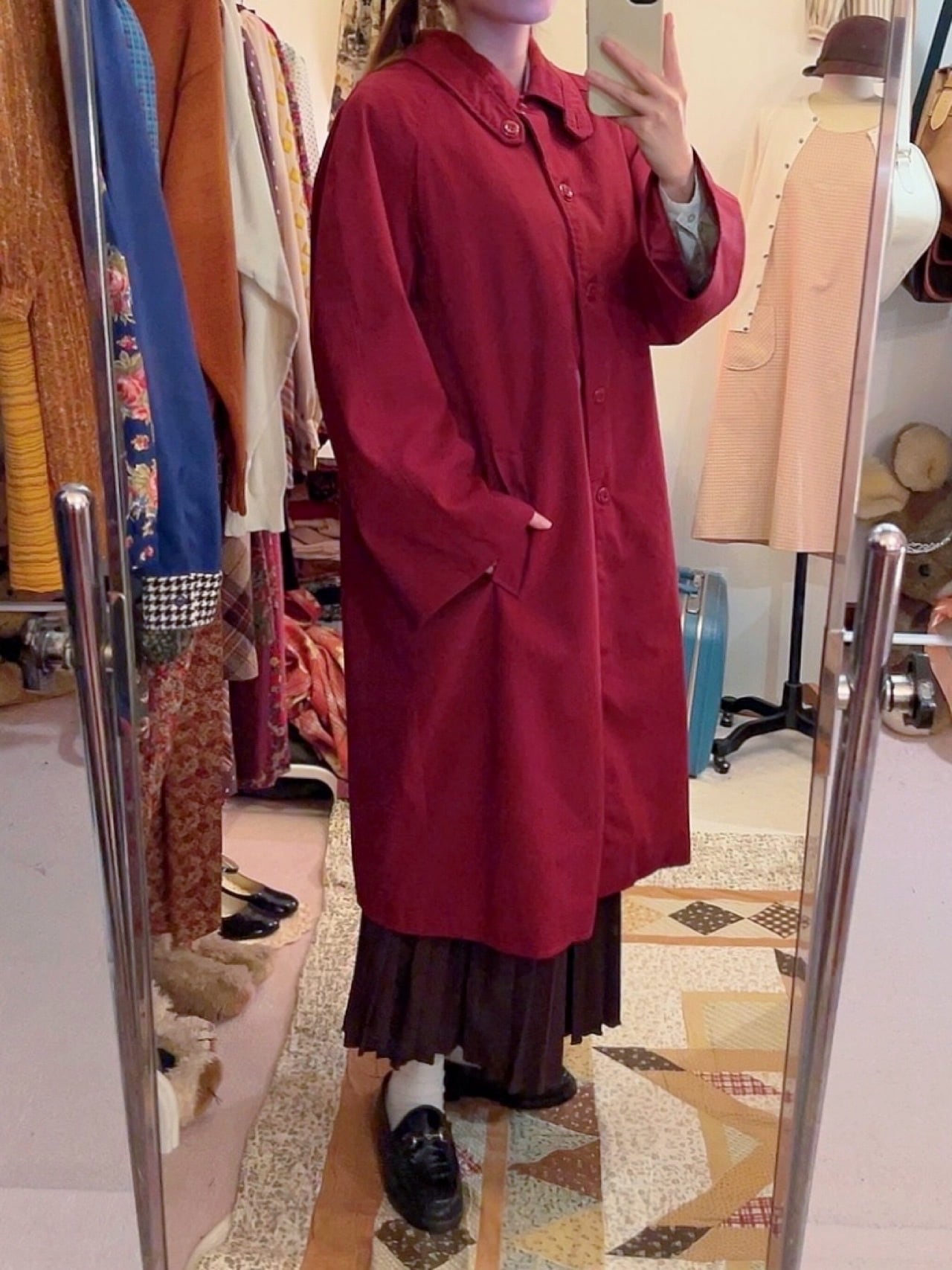 bordeaux check liner coat