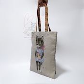 Nathalie Lete Rectangle tote bag Black cat　ナタリーレテA4サイズバッグ　Black cat