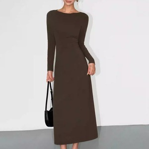 長袖Aライン　ミモレ丈　ワンピース　2col　AL5006