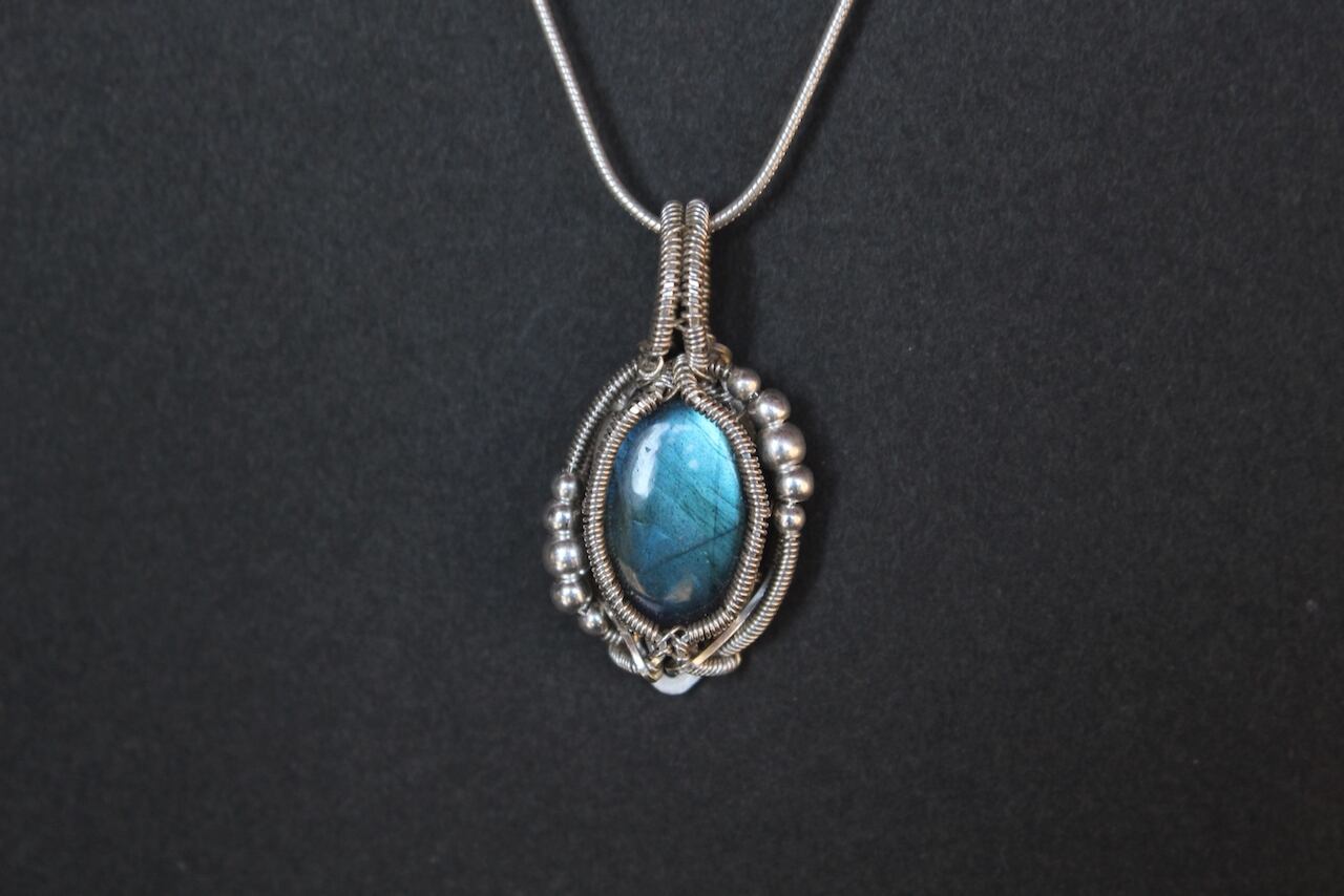 Labradorite silver 925 wire wrapping pendant