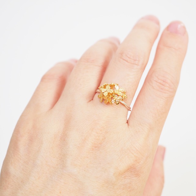 紫陽花のリング(silver×gold)