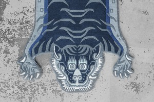 Tibetan Tiger Rug 《Mサイズ•ウール・オリジナル3・ボニンブルー265》チベタンタイガーラグ