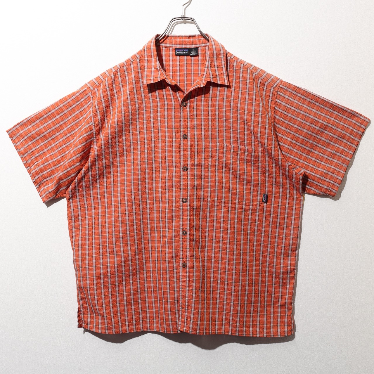 美品 XL 02年 オレンジ Puckerware Shirt Patagonia パッカーウェアシャツ パタゴニア  シアサッカー