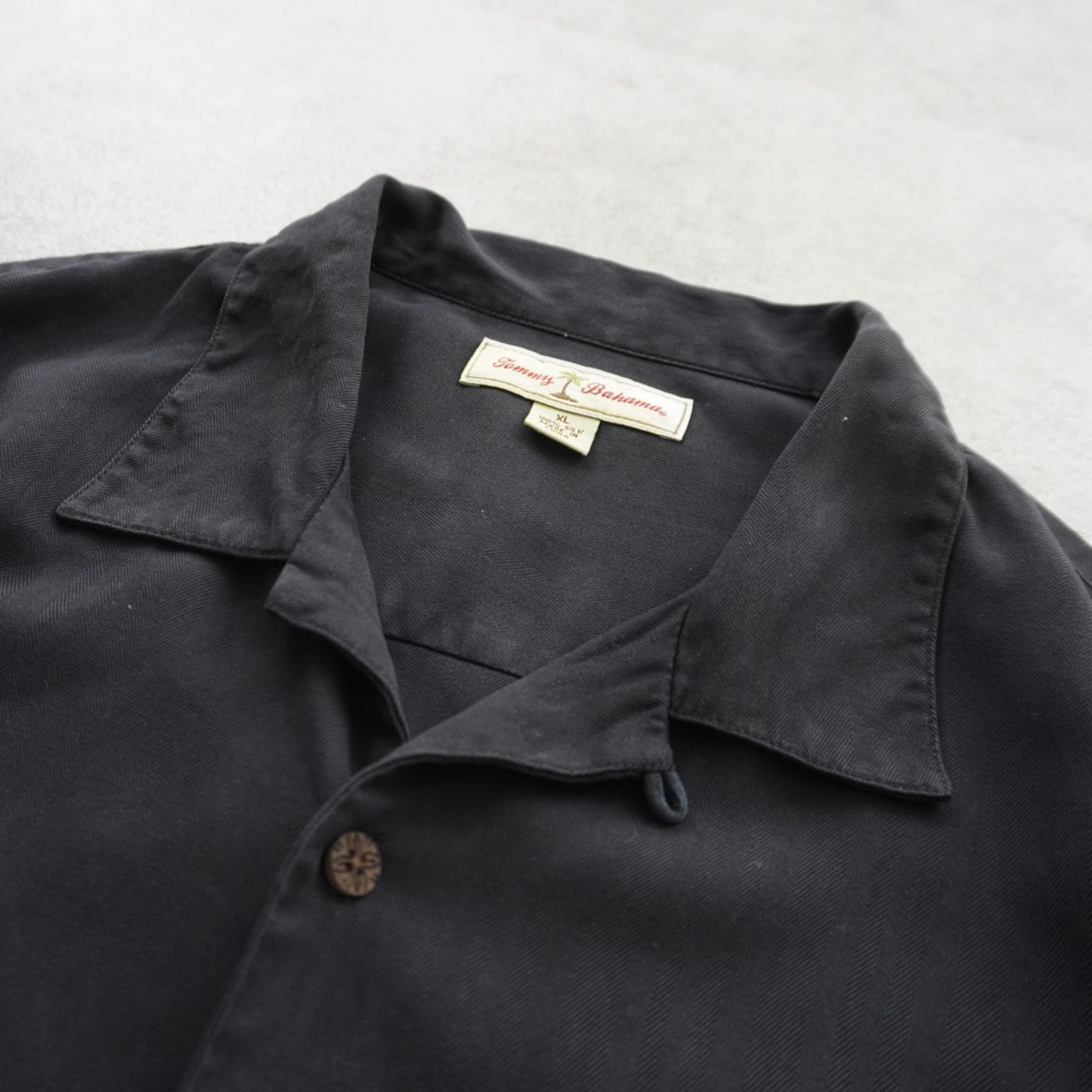 Tommy Bahama Silk open-collar shirt black [XL] 古着 - 4