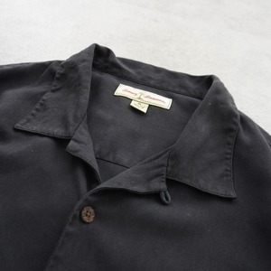 Tommy Bahama Silk open-collar shirt black [XL] 古着