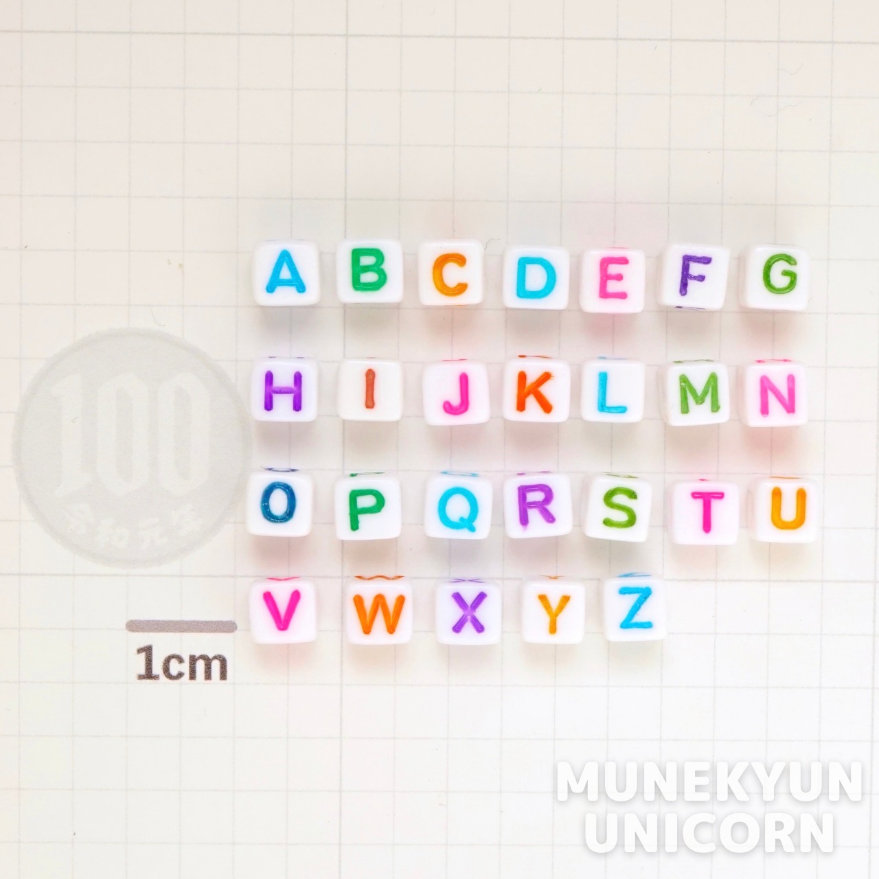 #B001 【12文字】四角アルファベットビーズ <欲しい文字が選べます!>