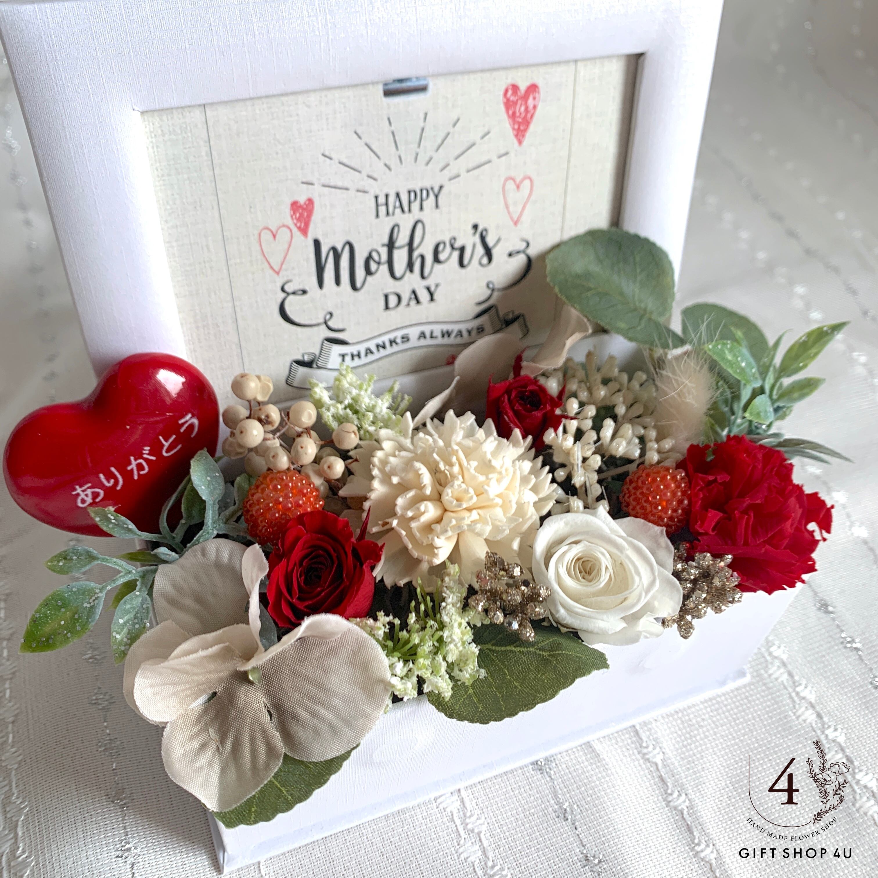 アンティーク アートフラワーフレーム ハートver. ハンドメイド