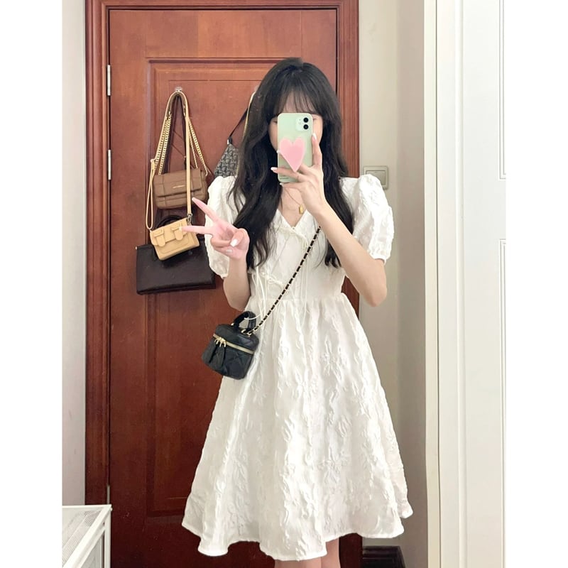 テッドベイカーフロントリボン Aライン フレア ワンピース