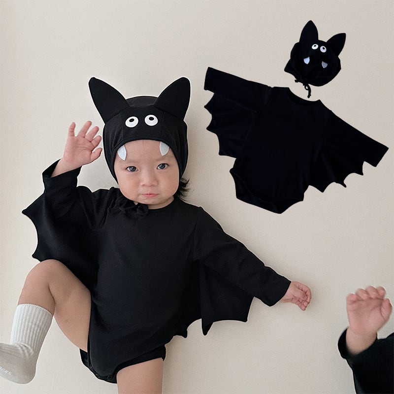 ,ベビー女の子男の子コウモリ長袖ロンパース 帽子付き ハロウィン衣装 コスチューム  lwb0123