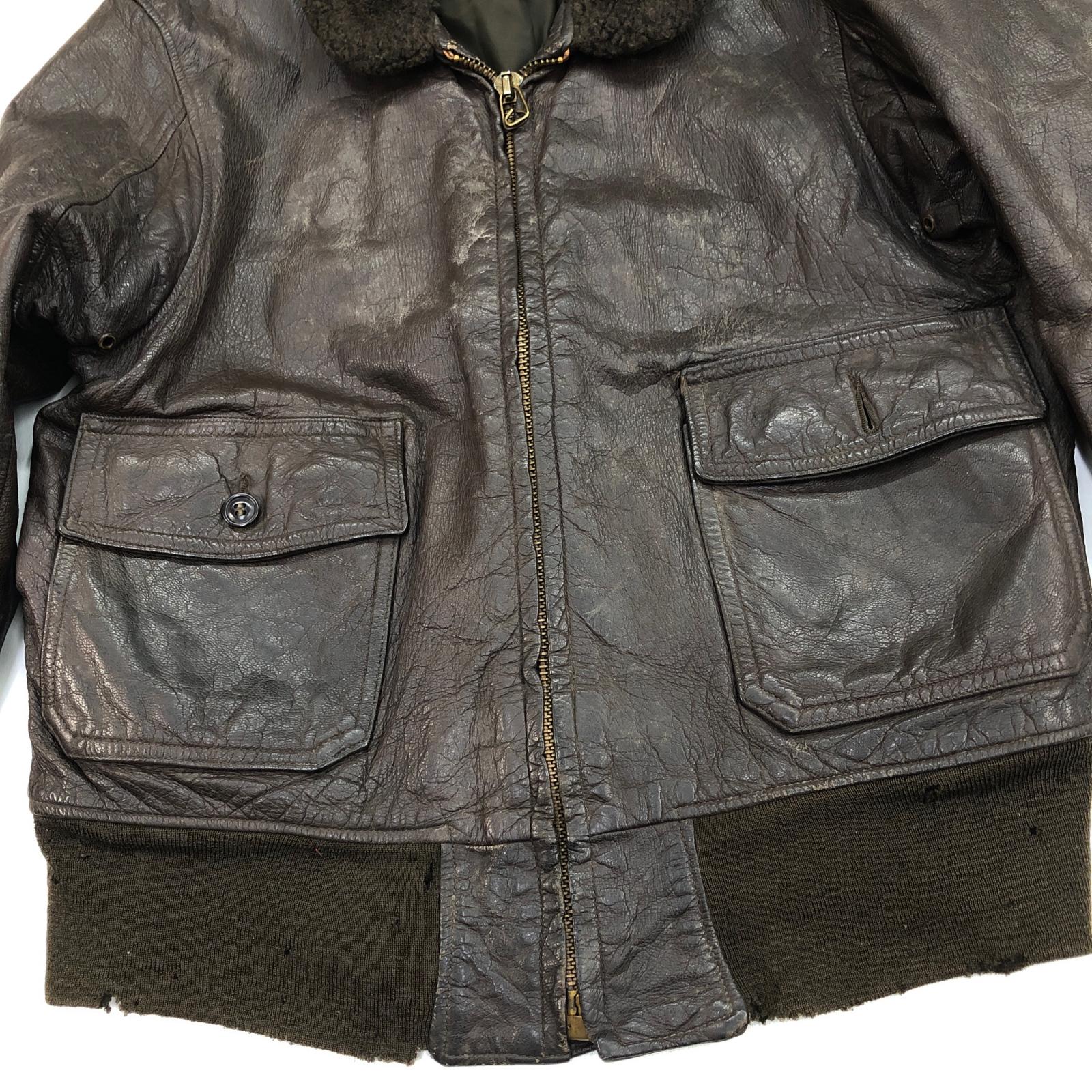 U.S.NAVY 70年代 G-1 レザージャケット フライトジャケット 黒タグ MIL
