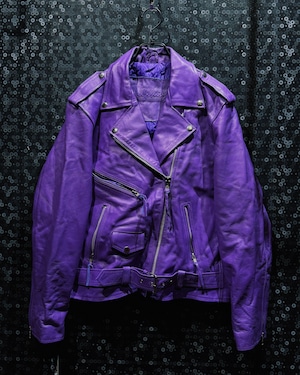【ÆIEM】vintage vivid purple leather double riders jacket