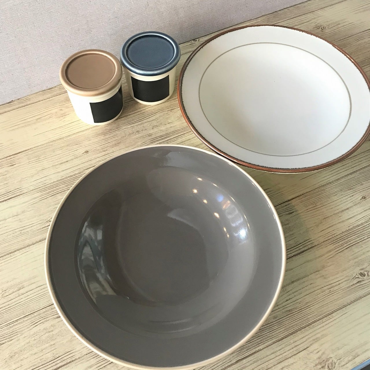 食器 パスタ皿 21cm グレー＆ホワイト おしゃれ スープ皿 深皿 中鉢