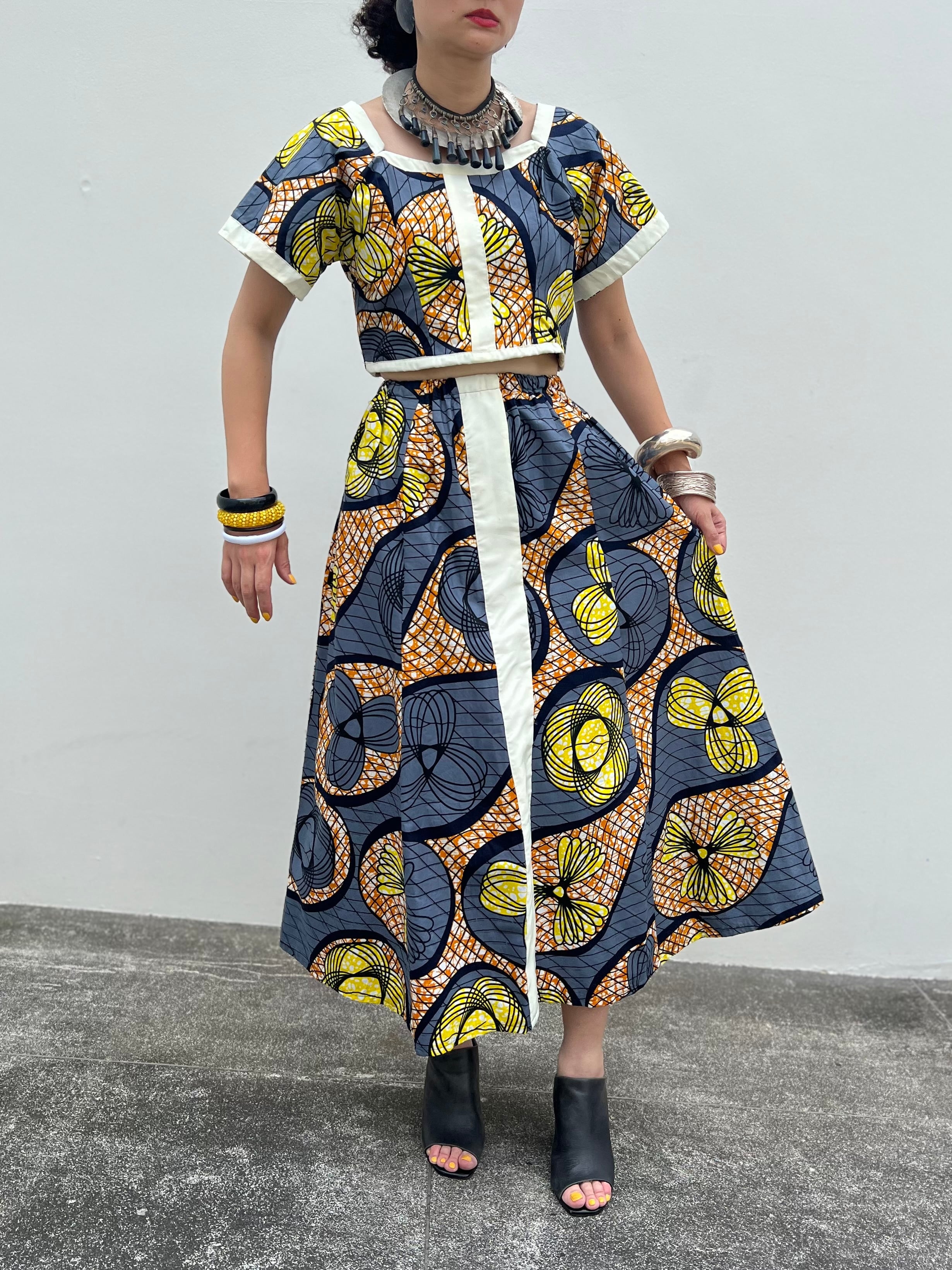 Vintage african batik cotton set up ( ヴィンテージ アフリカン バティック コットン セットアップ )