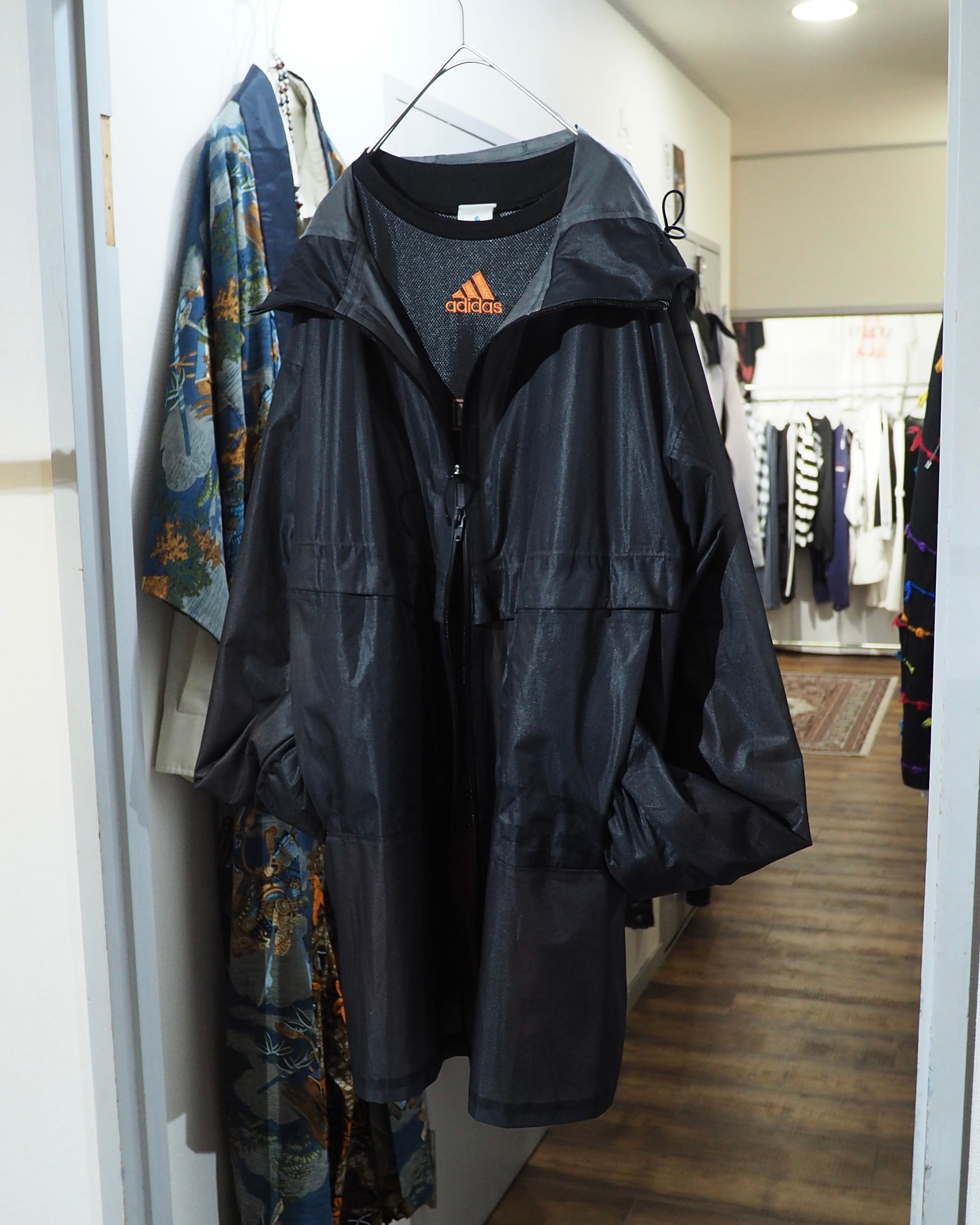 "Y-3(Yohji Yamamoto)" Black sheer Waterproof Nylon Tech Full zip jacket