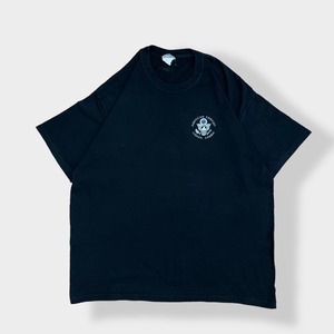 【HANES】XL ビッグサイズ Tシャツ メキシコ製 アメリカ大使館 ザンビア U.S. Embassy Zambia ワンポイントロゴ バックプリント 国旗 BEEFY-T 半袖 US古着