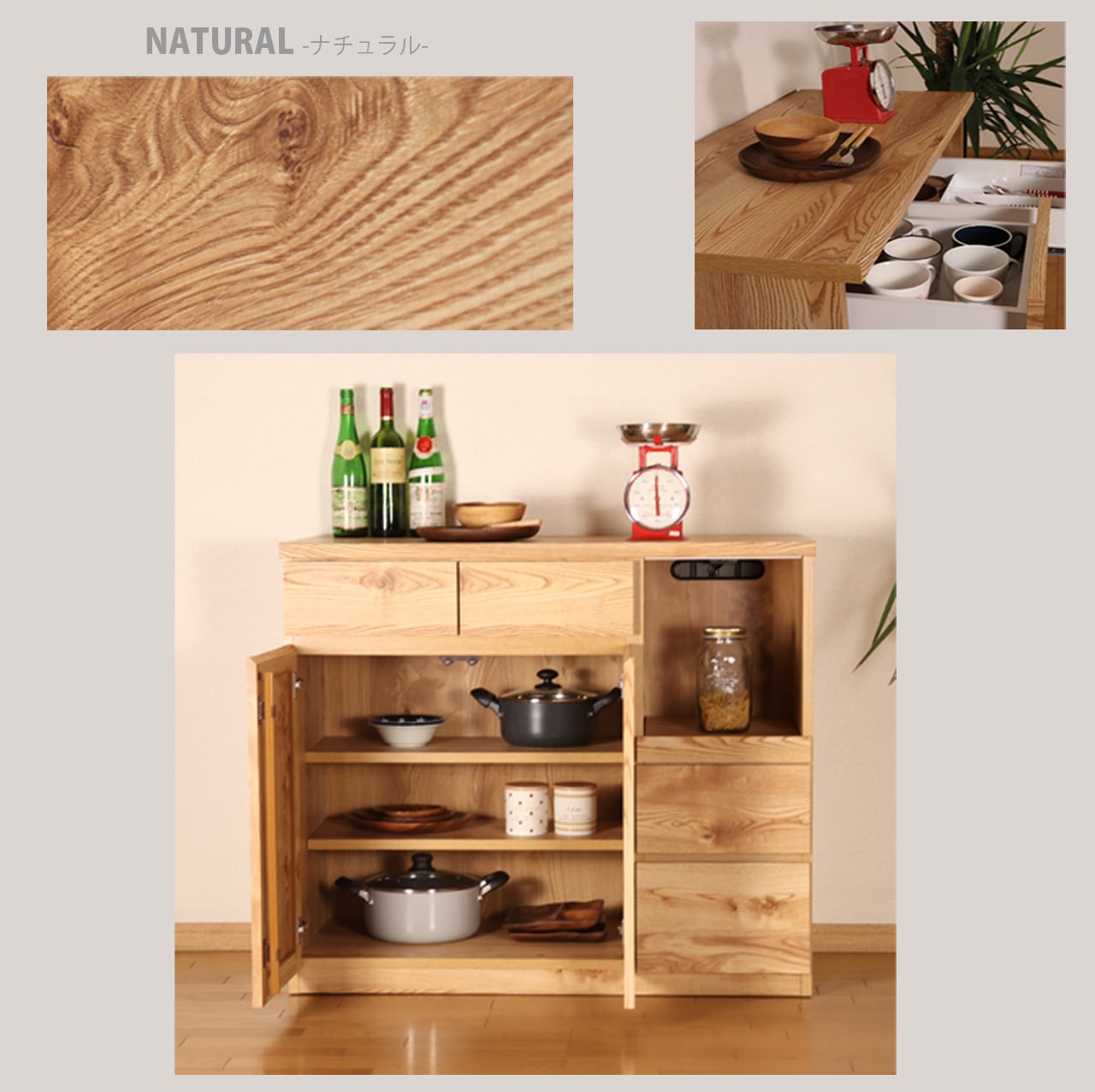 QUATRO クアトロ キッチンカウンター 幅120 完成品 キッチンカウンター 幅120cm 完成品 キッチン収納 カウンター 木製