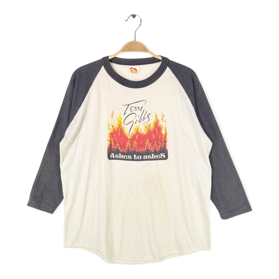 80s テリーギブス ヴィンテージTシャツ ASHES TO ASHES TERRI GIBBS ホワイト ブラック サイズL 古着 @AAZ1020