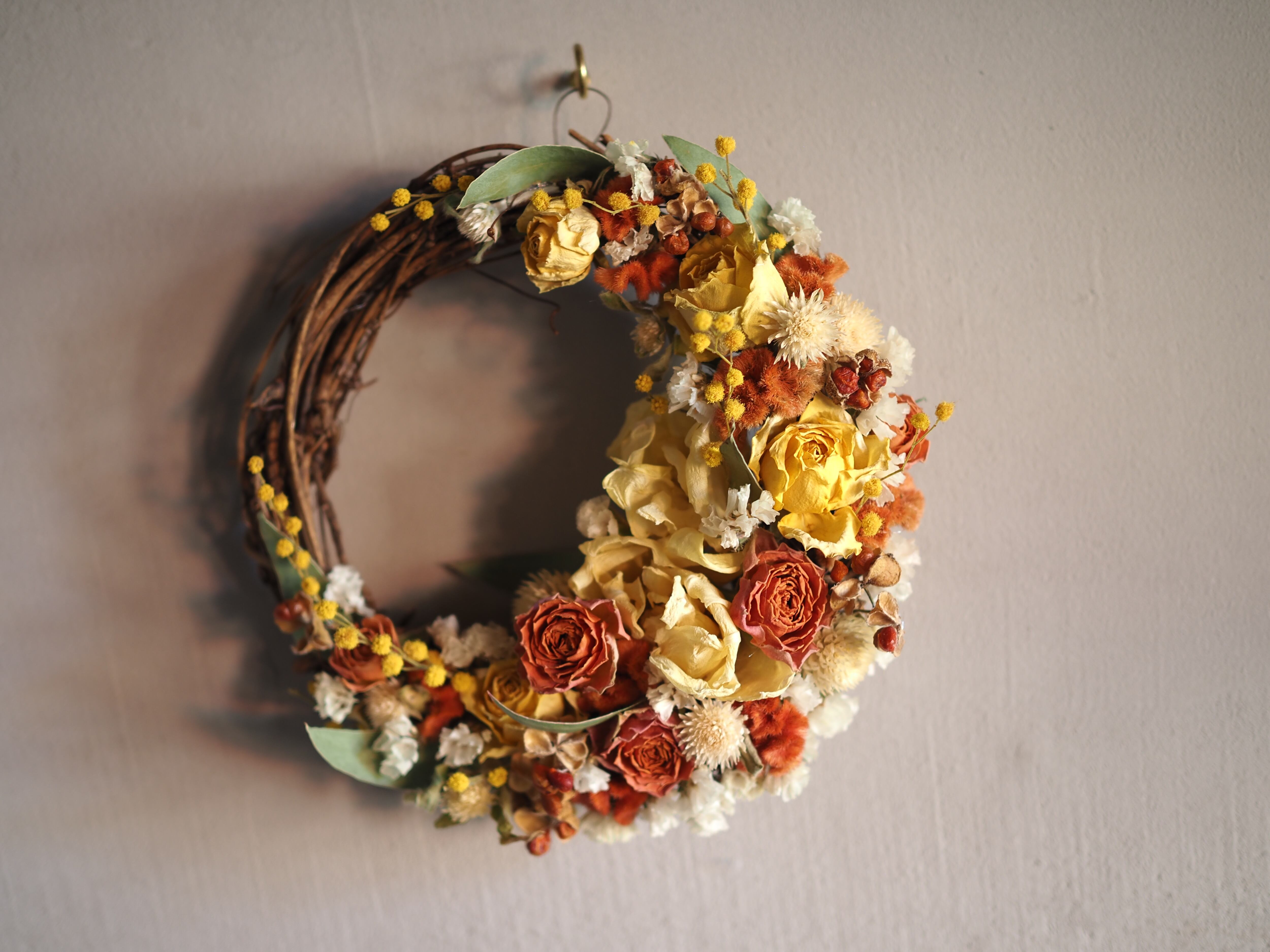 ミモザラウンドリース　ウバユリ＆ギンメヤナギ ミモザラウンドリースウバユリ＆ギンメヤナギ