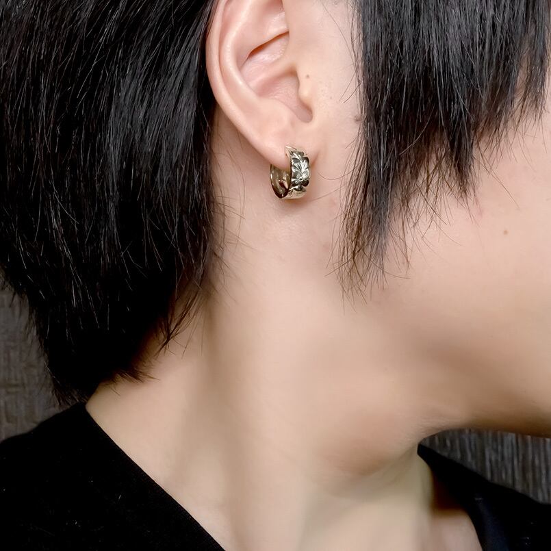 プラチナ フープ ピアス メンズ 片耳 ハワイアンジュエリー pt900 金属