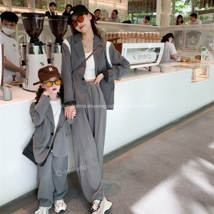 【90㎝-150㎝】スーツ　セットアップ　ッジャケット+パンツ　フォーマル　2点セット　秋　子供服 女の子　親子装 人気 リンクコーデ(ママサイズ有)  | Q-toworld(キュートワールド)子供服｜ powered by BASE