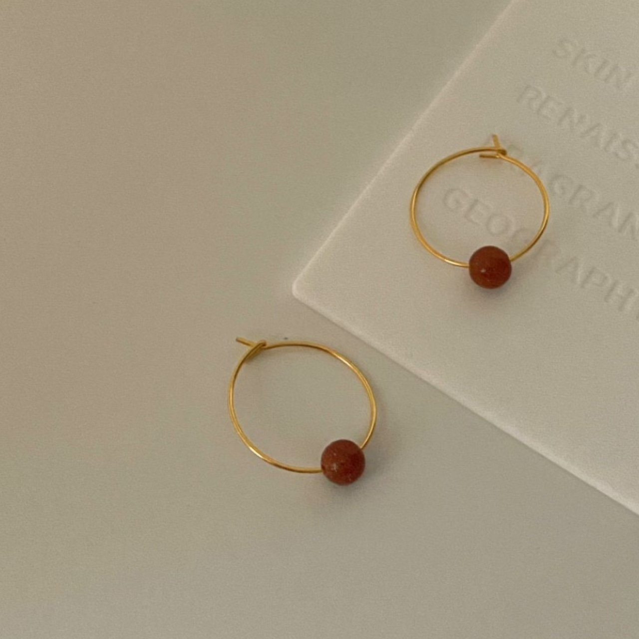 Minimal Design Stone-Studded Hoop Earrings T6140