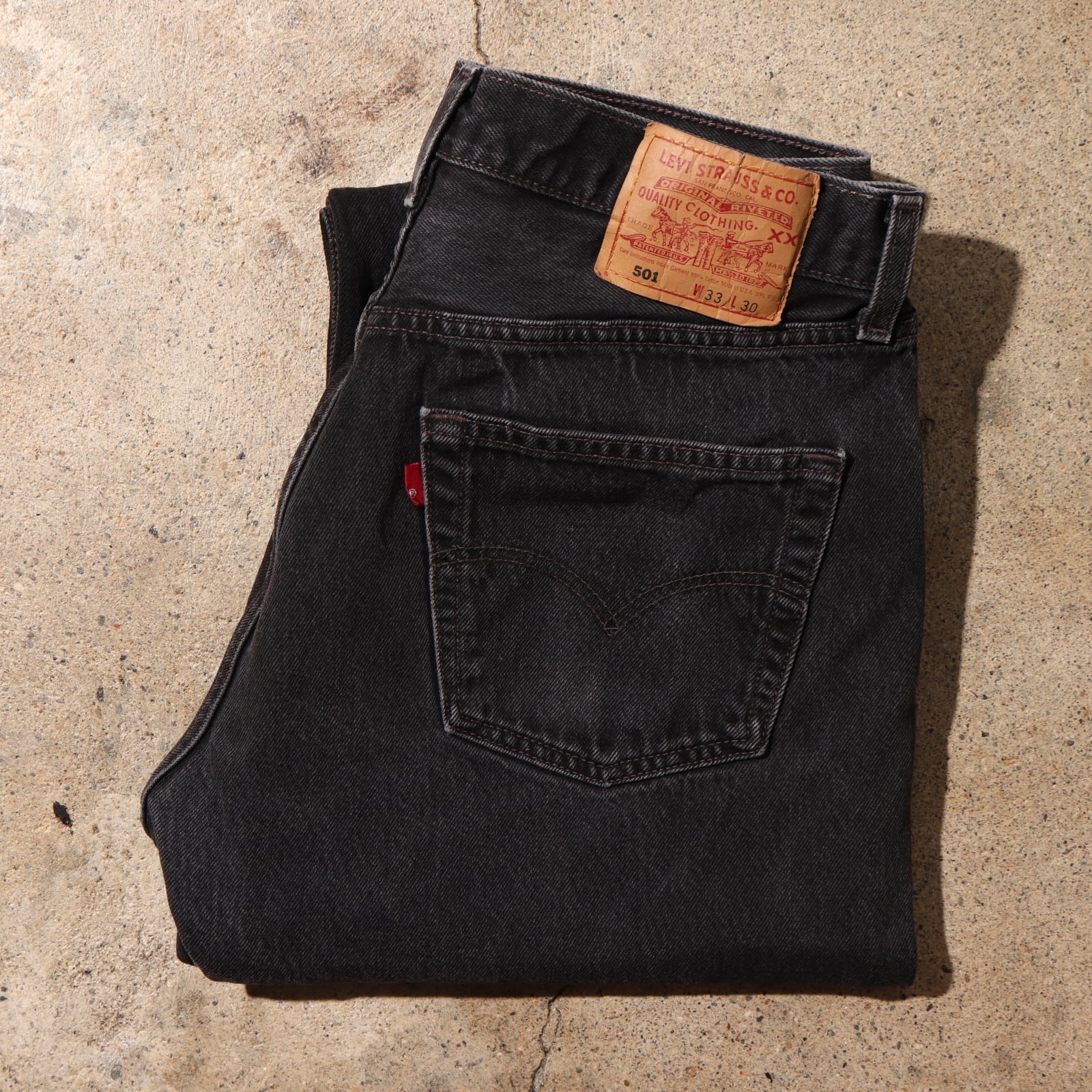 38×36 Levi's 501 米国製 サルファー染め ブラックデニム-